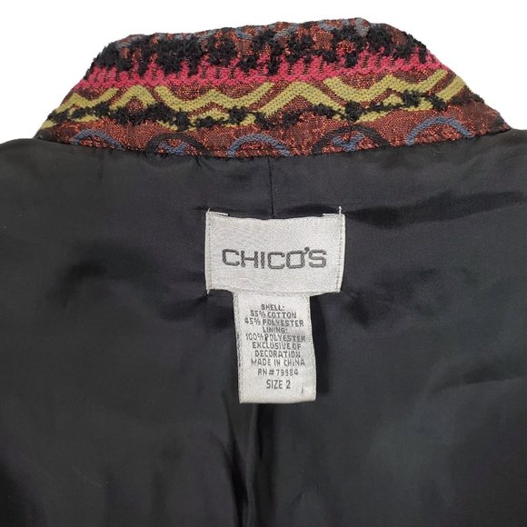 Chico's L Size 2 Jacket Blazer Embellished Beaded Sequins Embroidered Fitted - Picture 6 of 6